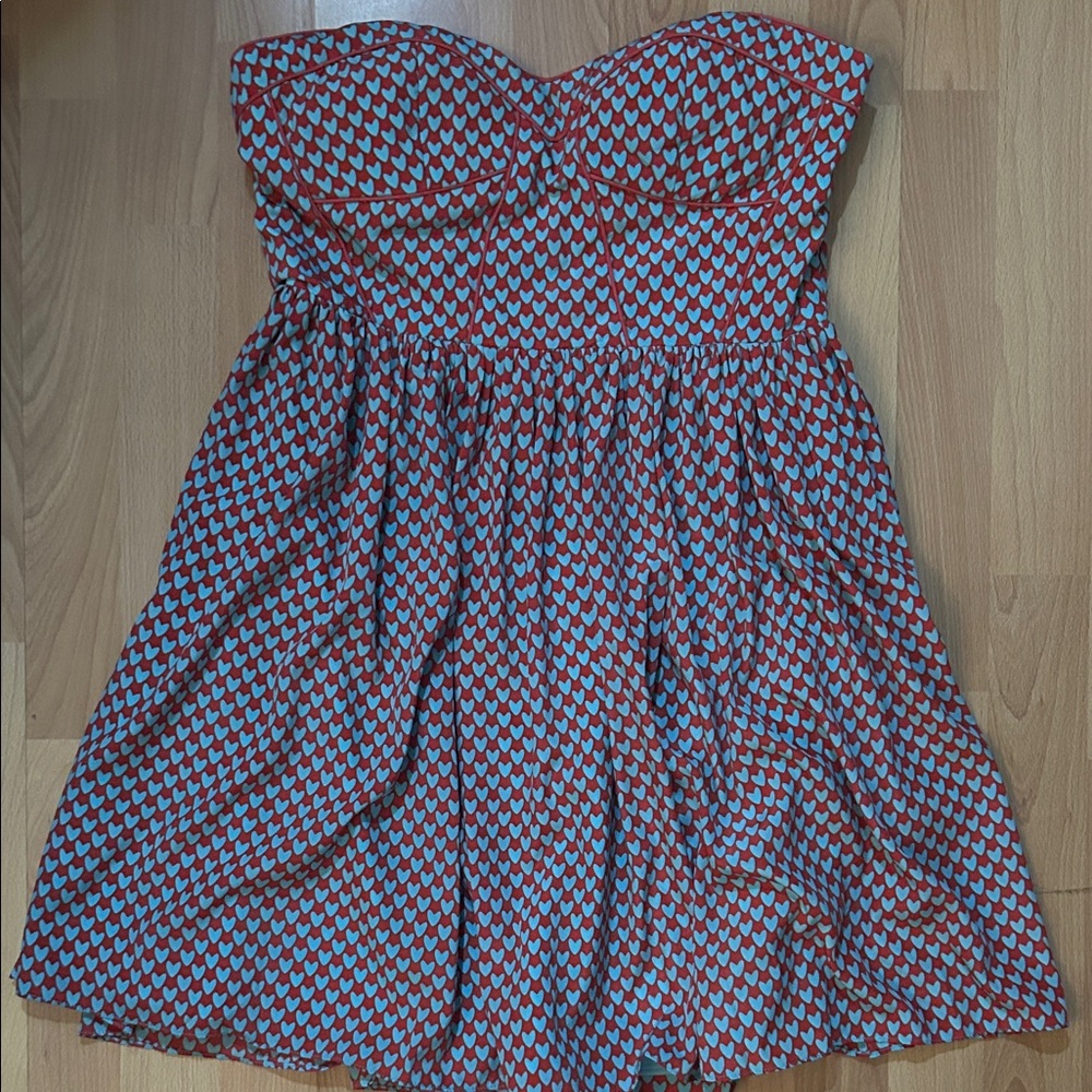 Minuet Petite Strapless Dress in Red and Blue